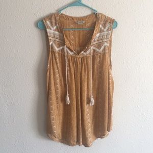 Sleeveless Mustard Blouse w/ Tassels